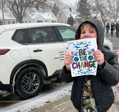 elementary students walk for peace