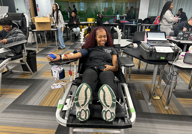 students donated blood at UHS blood drive