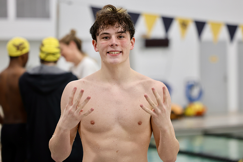 Jack Murray celebrates his 8th state cut in the 100m