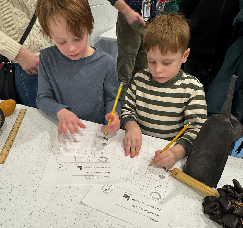 Students practice worksheets to learn about musical instruments