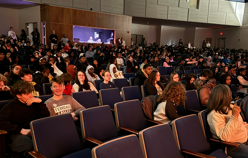 Students watch the Fine Arts Showcase