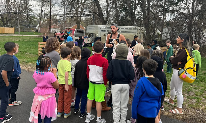 farm animals visits Ferndale Lower Elementary for hands-on learning experience