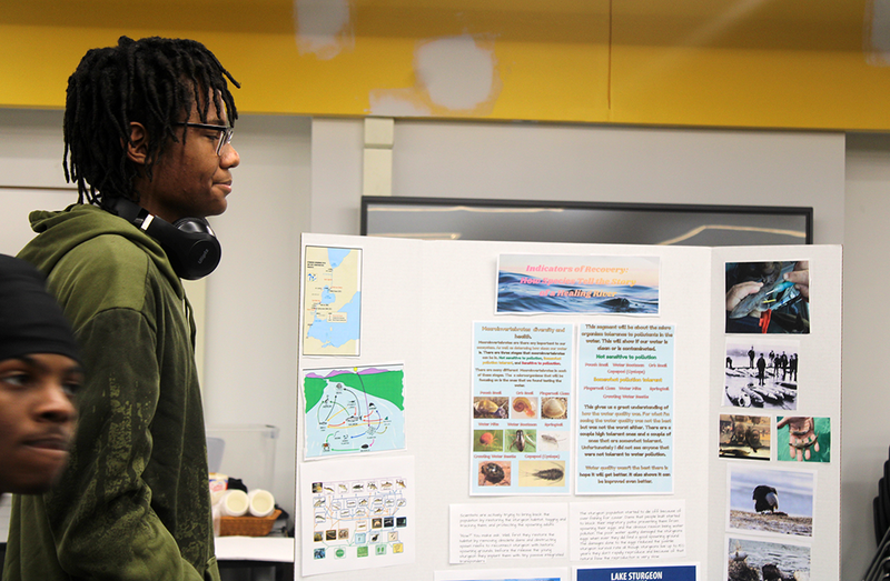 students present on Environmental Science project with Detroit Riverwalk Conservancy