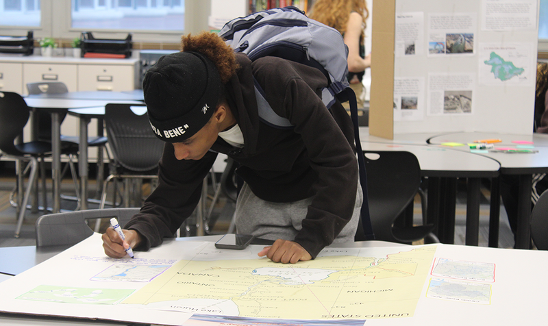 students present on Environmental Science project with Detroit Riverwalk Conservancy