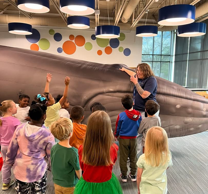 chunk the whale visits Ferndale Elementaries