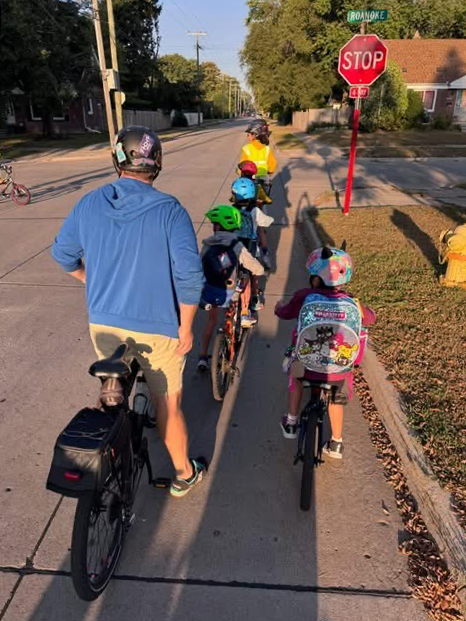 bike bus rolls to school at Ferndale Elementary