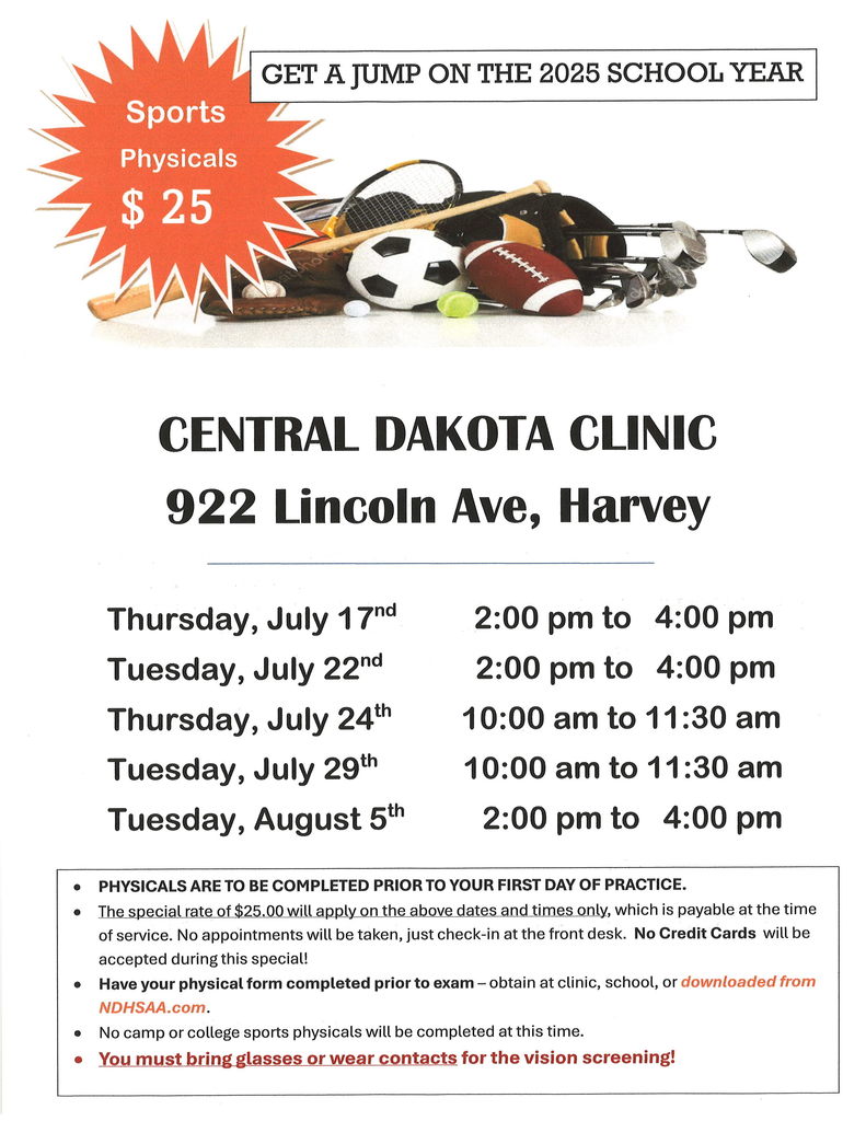 Central Dakota Clinic Sports Physicals