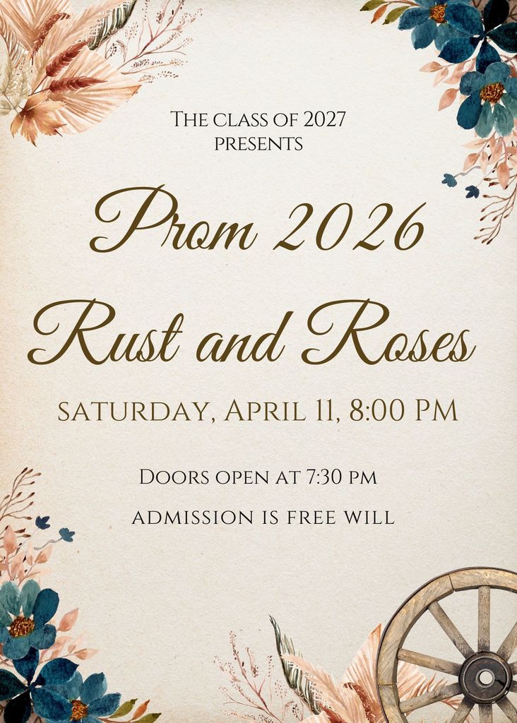 A flyer with details for Prom Grand March