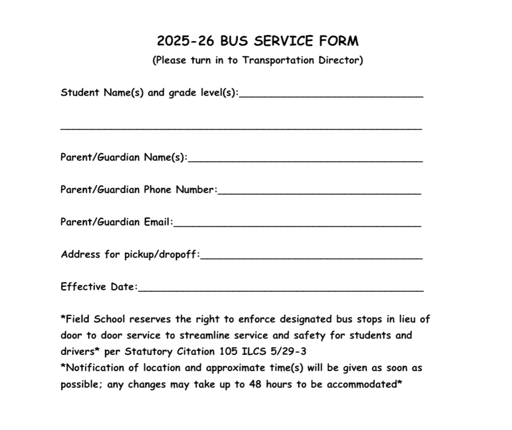 Bus service form
