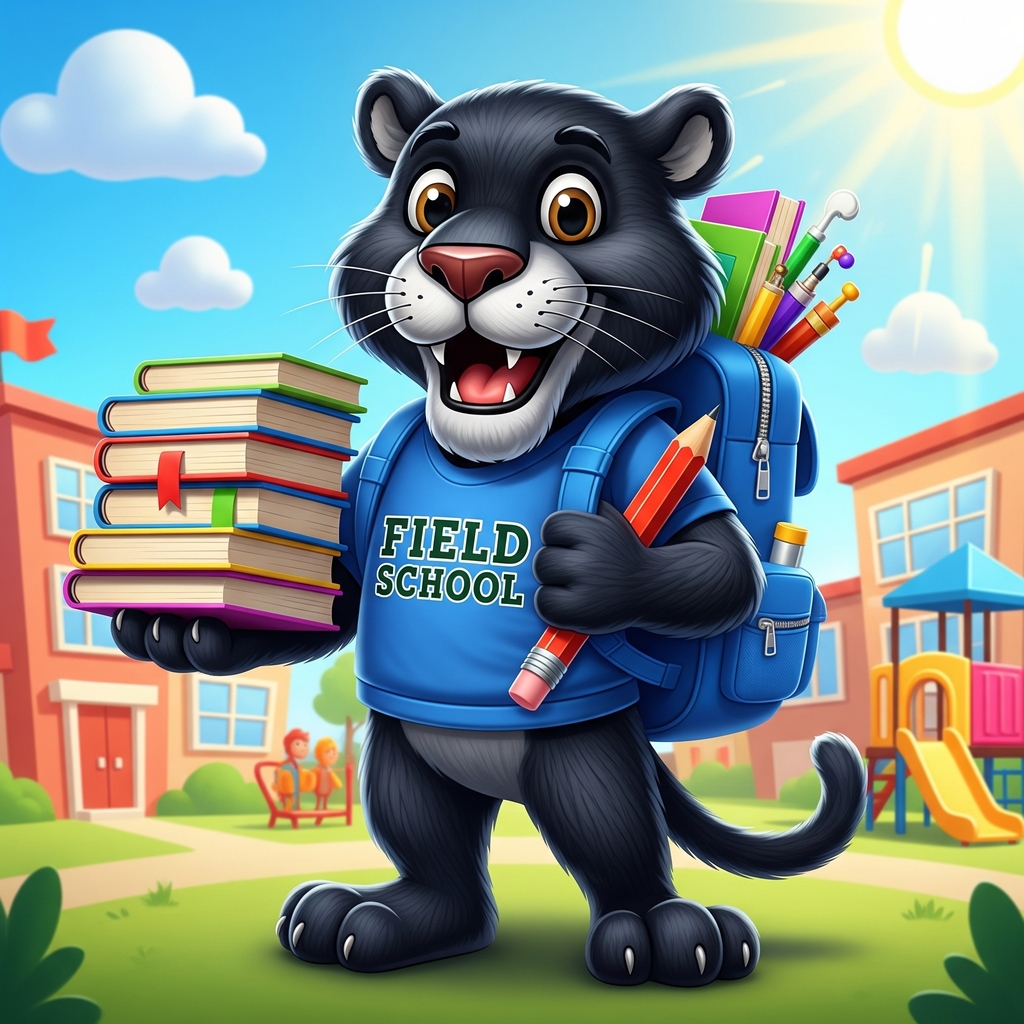 Panther with School Supplies 