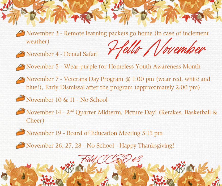 November Important Dates