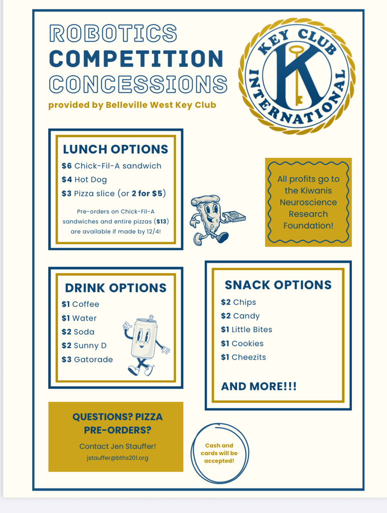 Concession Menu for Robotics Competition 