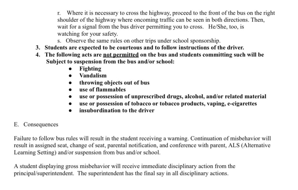 Page 14 of the student handbook