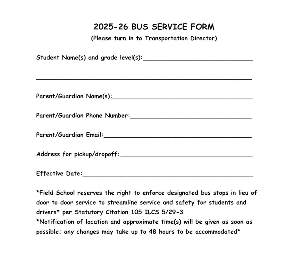 Bus service form