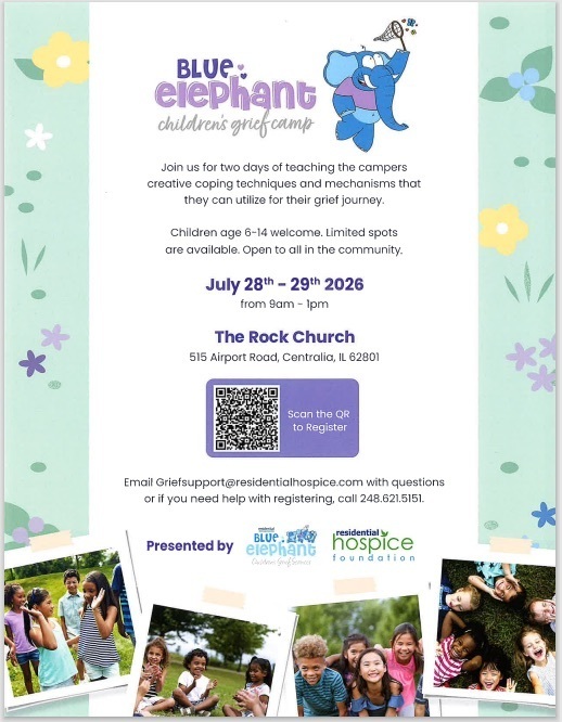 Grief Camp Flyer for Centralia location 