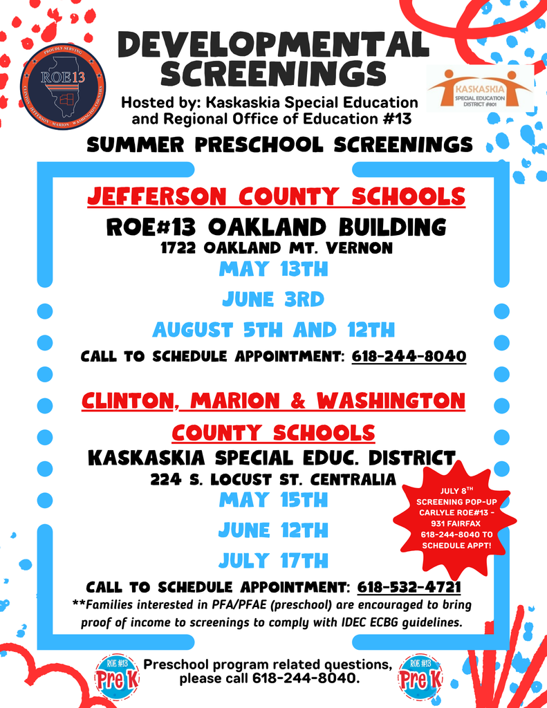 Summer Preschool Screenings