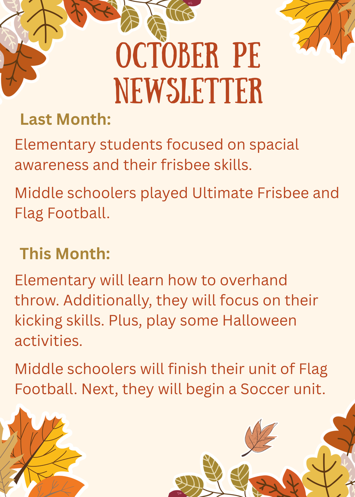 PE Newsletter October
