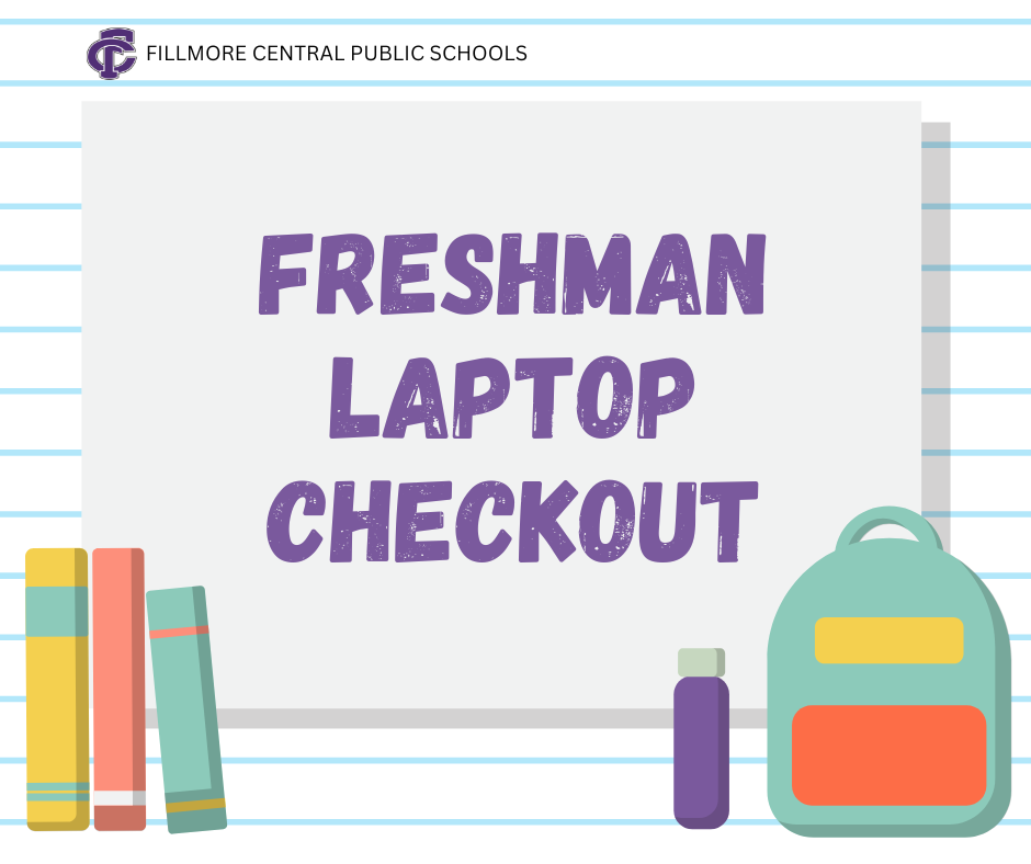 💻9th Grade Laptop Check-out💻 Tuesday, August 12th. 9th grade students whose last name begins with the letters A-L will meet in the high school Library at 1:00 p.m. 9th grade students whose last name begins with the letters M-Z will meet in the high school Library at 2:00 p.m. New students to the district will check out laptops on their first day of school. These sessions will last approximately 30 minutes.