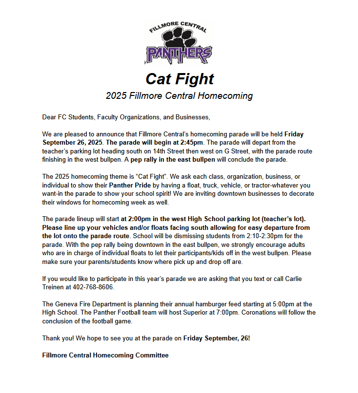 2025 FC Homecoming Information