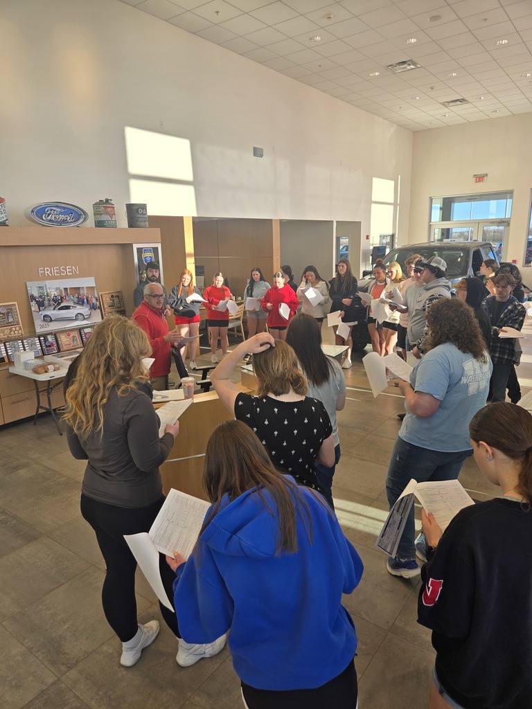 Today, Mrs. Patterson took the senior class on a visit to Friesen Ford of Aurora. During the visit, students were given a tour of the dealership, had the opportunity to explore several vehicles, and—most importantly—received valuable guidance on what to look for, which questions to ask, and how the car-buying process works from Louie and Ethan. They also took time to answer students’ questions throughout the tour and made several trips inside to retrieve keys so students could access different vehicles.  We sincerely thank Friesen Ford for their time, hospitality, and willingness to accommodate our group during their business day, as well as for providing refreshments for the students.