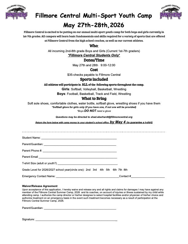 Fillmore Central multi-sport camp. 