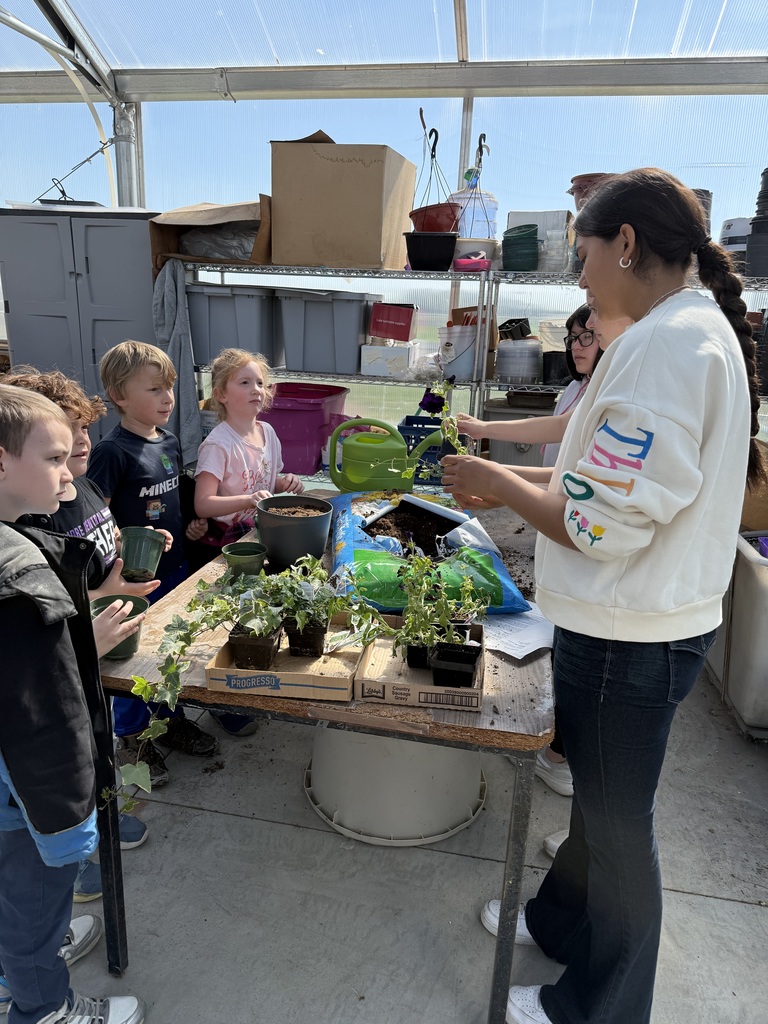 First grade learning about plants.