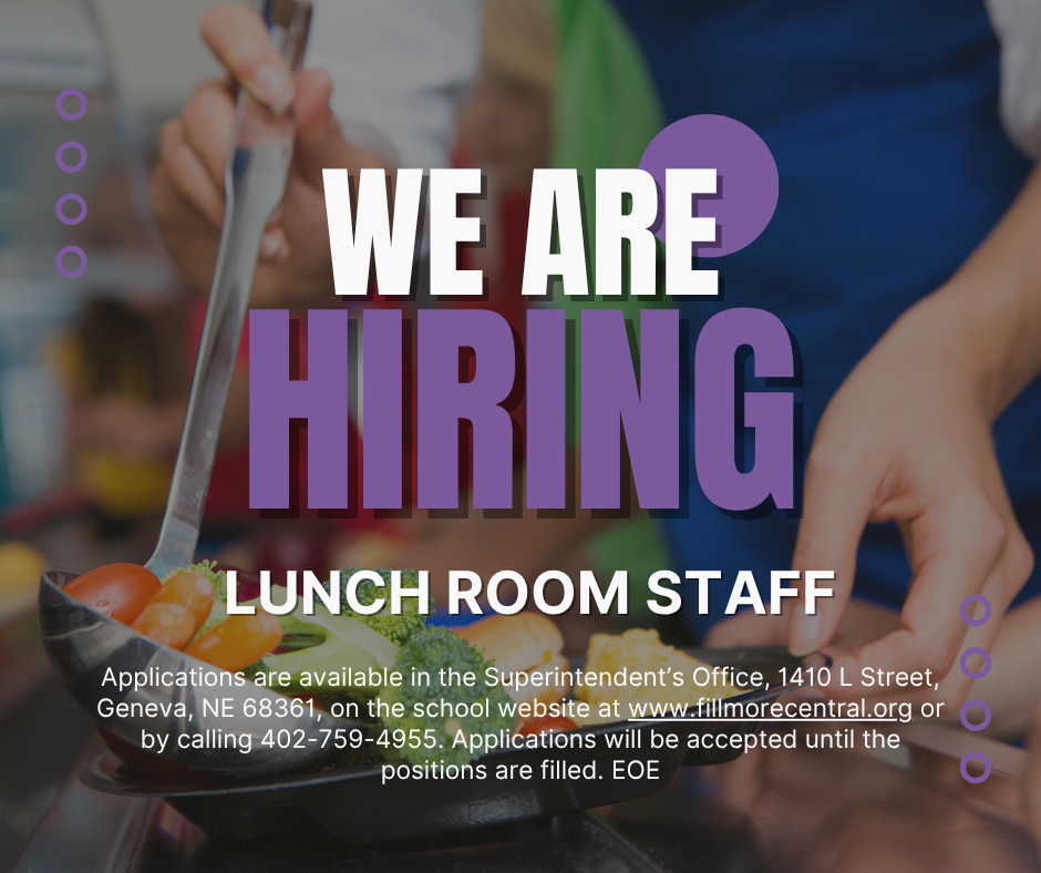 We are hiring Lunch room staff