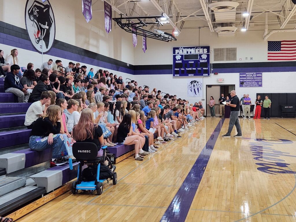 Mr. Theobald going over expectations for the school year.