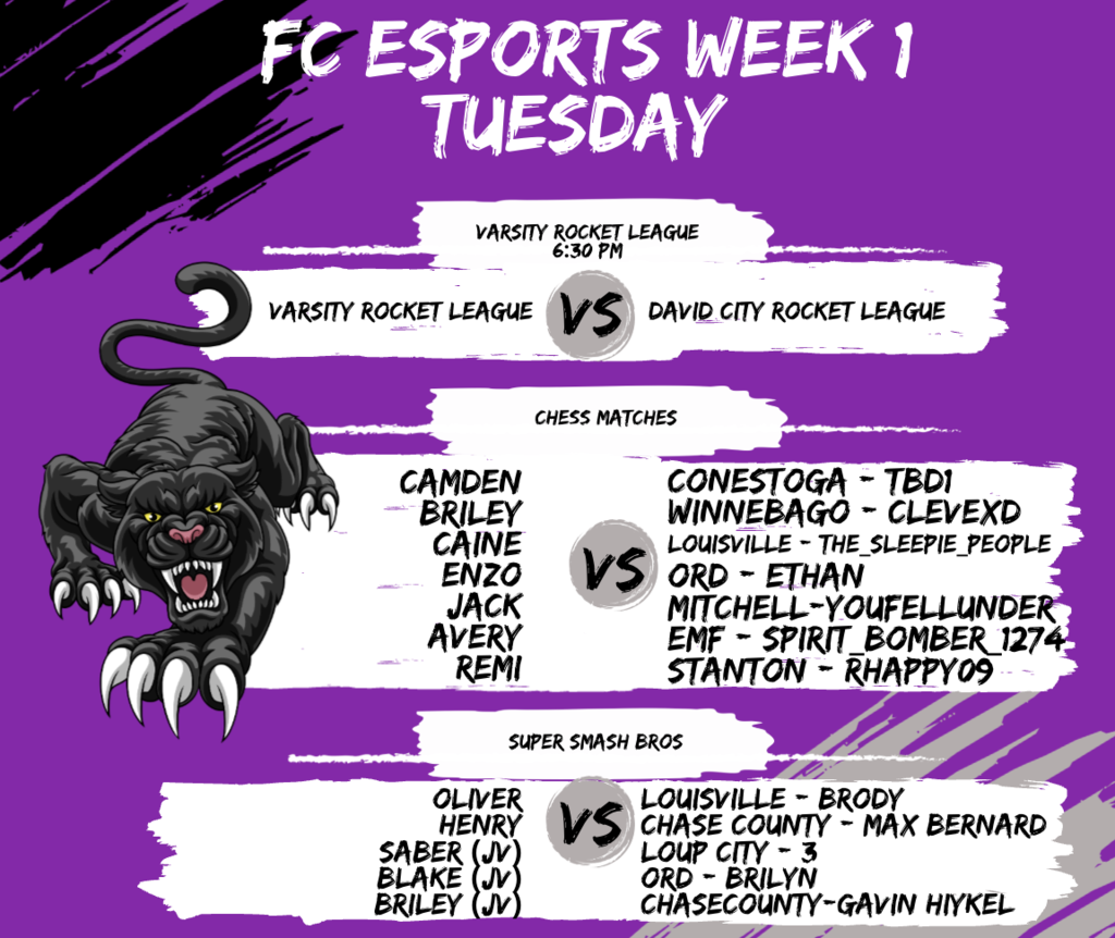 ESPORTS SCHEDULE - WEEK 1