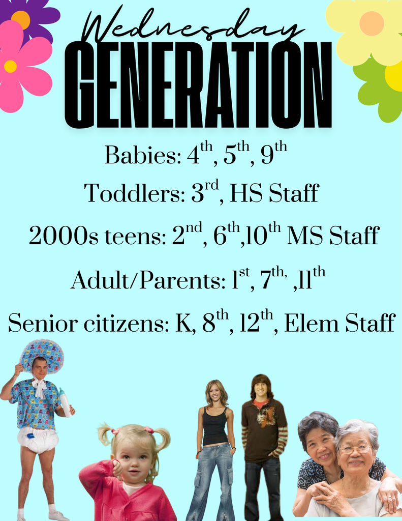 Homecoming dress up day for Wednesday.