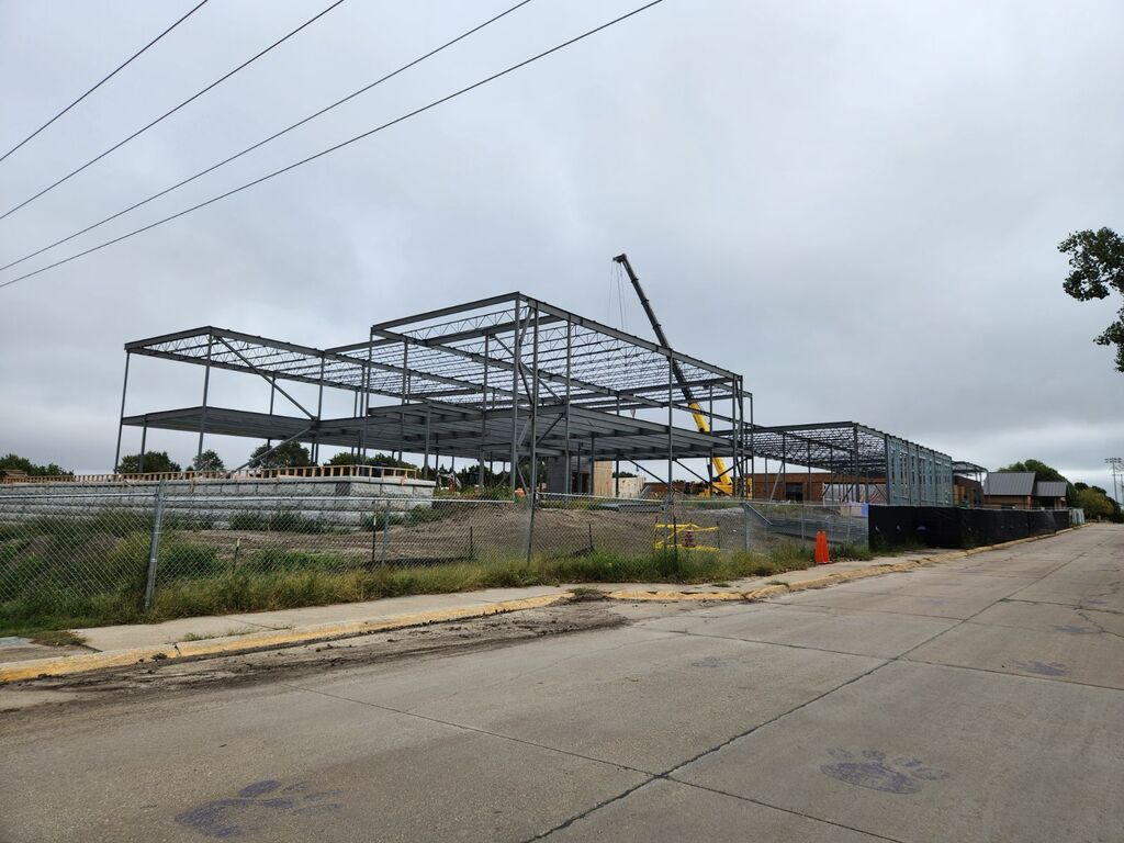 Precast walls going up at the new MS site.