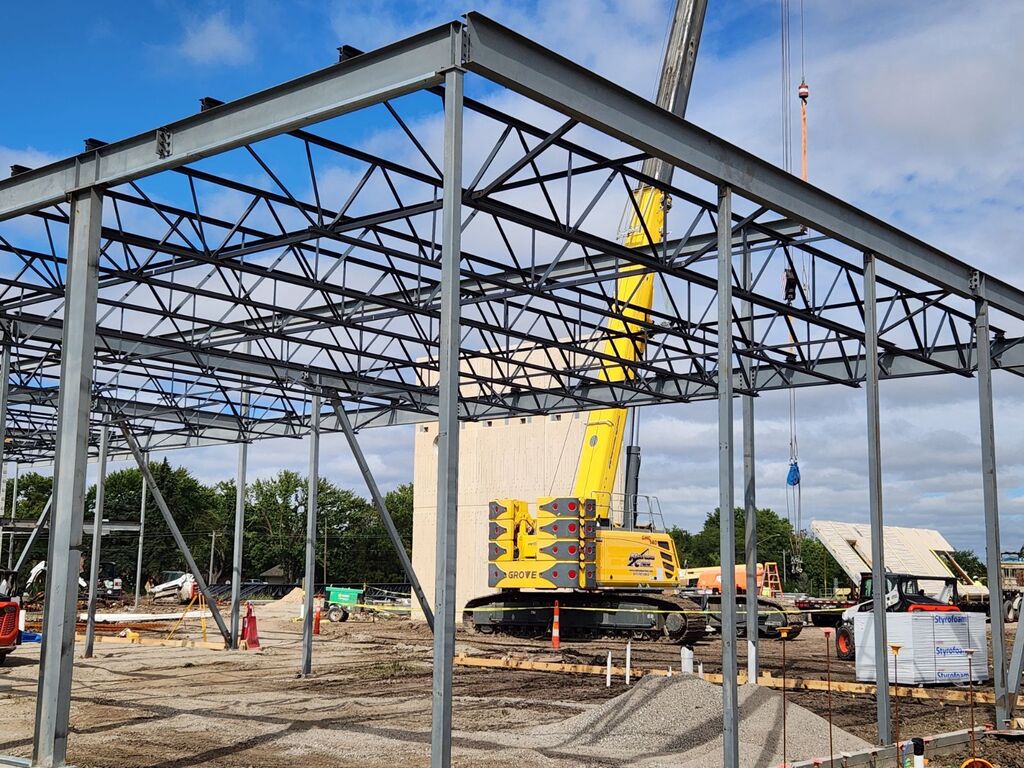 Precast walls going up at the new MS site.