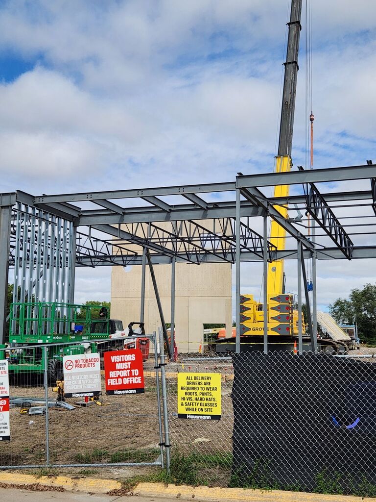 Precast walls going up at the new MS site.