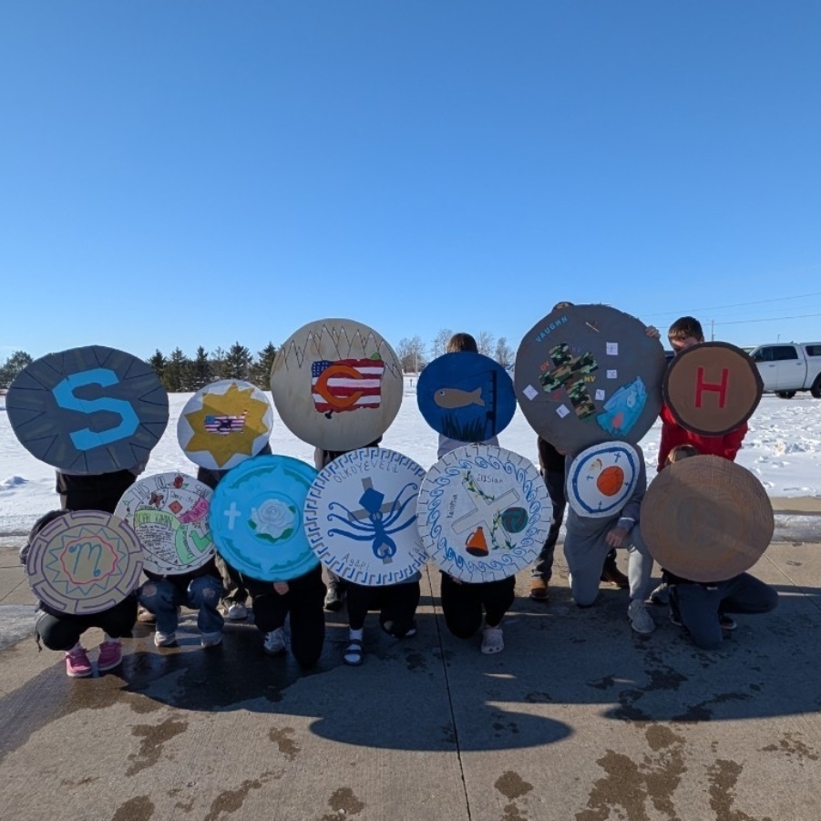 Fisher High School World History students completed their studies on Ancient Greece by creating their own Hoplite shields which they showed off this week.