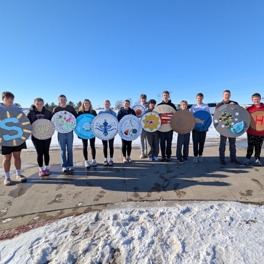 Fisher High School World History students completed their studies on Ancient Greece by creating their own Hoplite shields which they showed off this week.