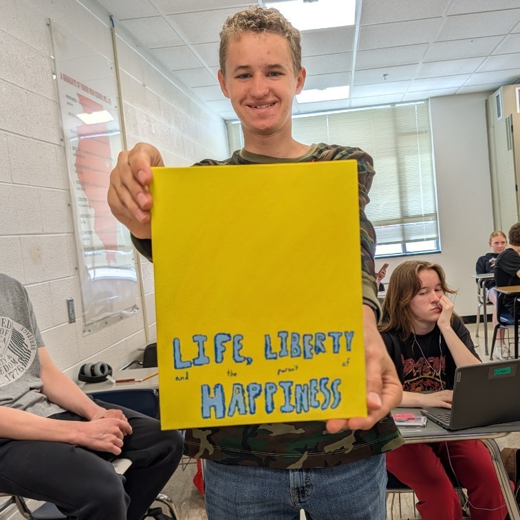 High School Civics students completed their study of the United States Constitution (The greatest document written by mankind in the history of the world) with a artistic look at the Preamble.  Special thanks to artist @catherinefreshley