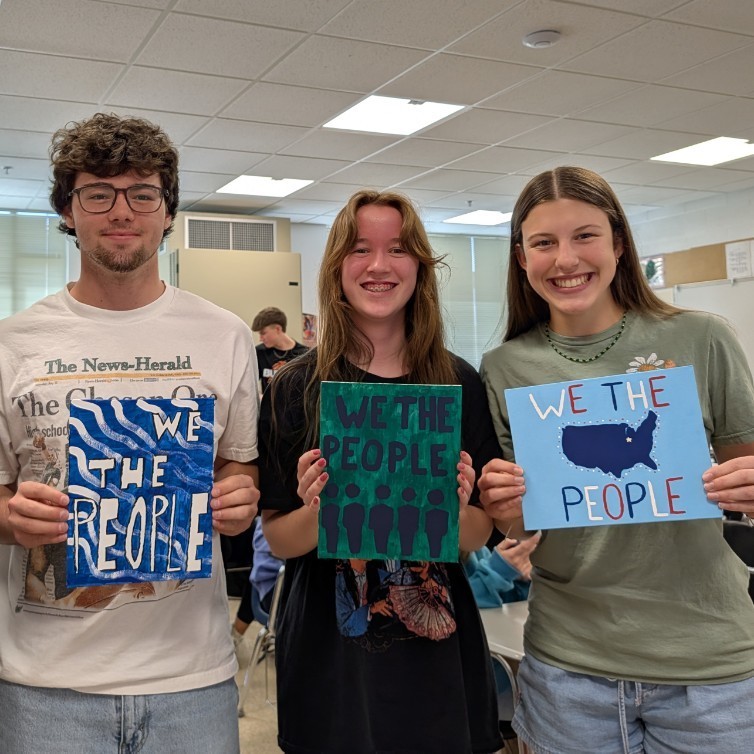 High School Civics students completed their study of the United States Constitution (The greatest document written by mankind in the history of the world) with a artistic look at the Preamble.  Special thanks to artist @catherinefreshley