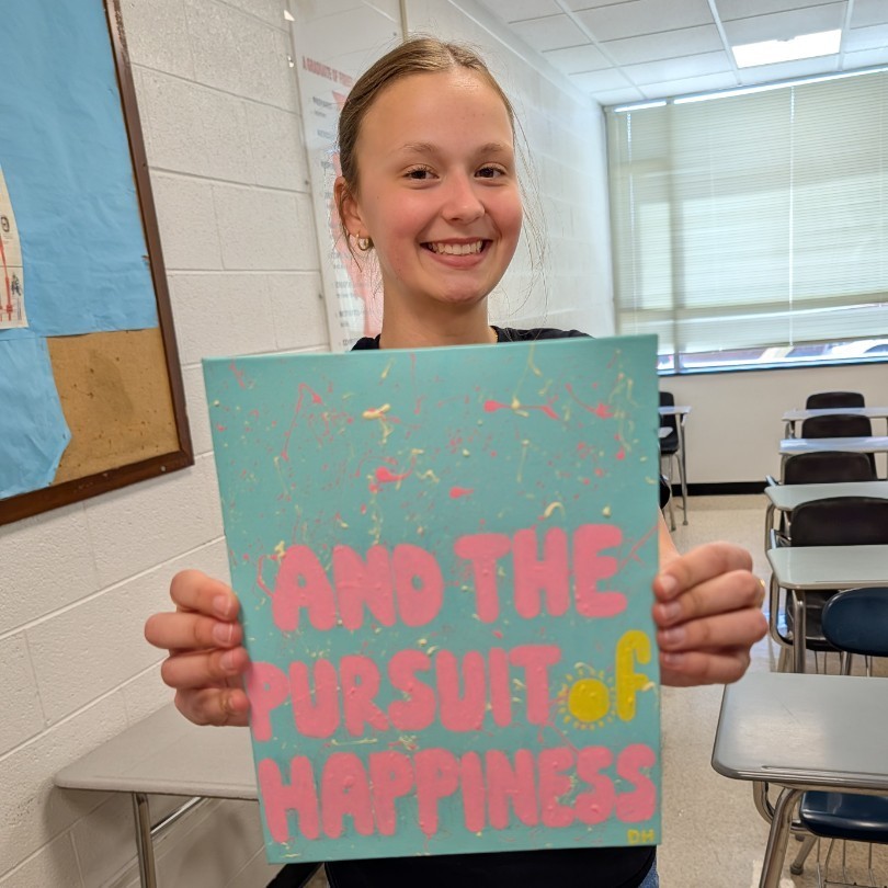 High School Civics students completed their study of the United States Constitution (The greatest document written by mankind in the history of the world) with a artistic look at the Preamble.  Special thanks to artist @catherinefreshley