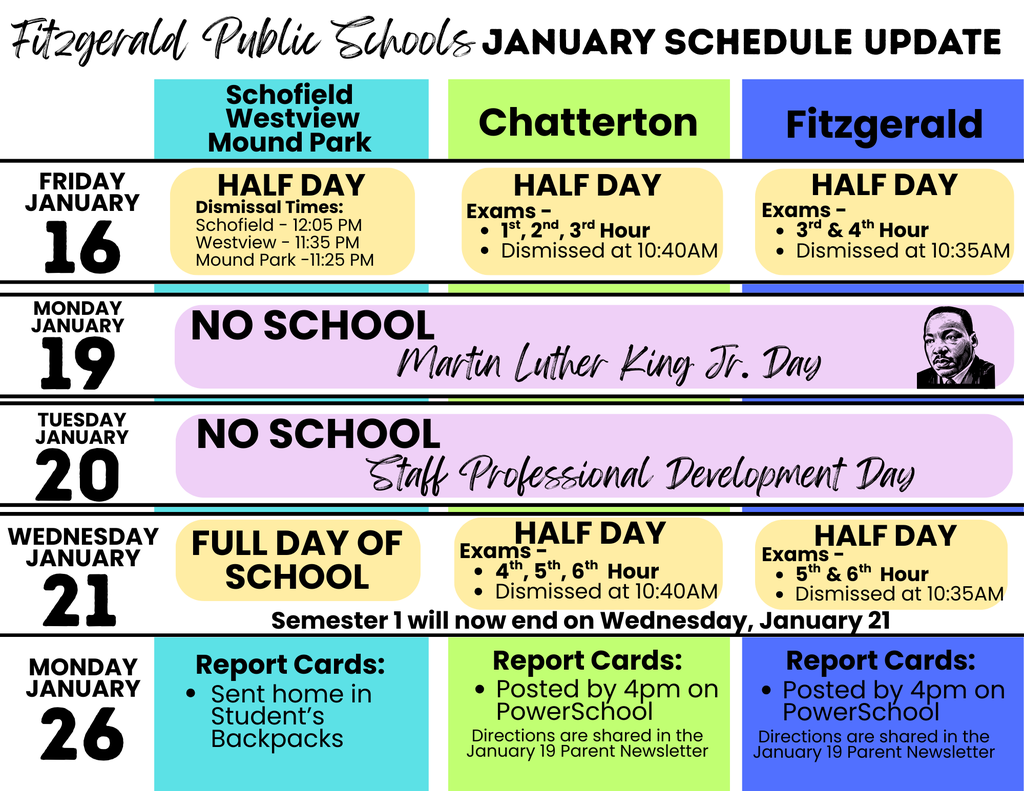 January Schedule Update