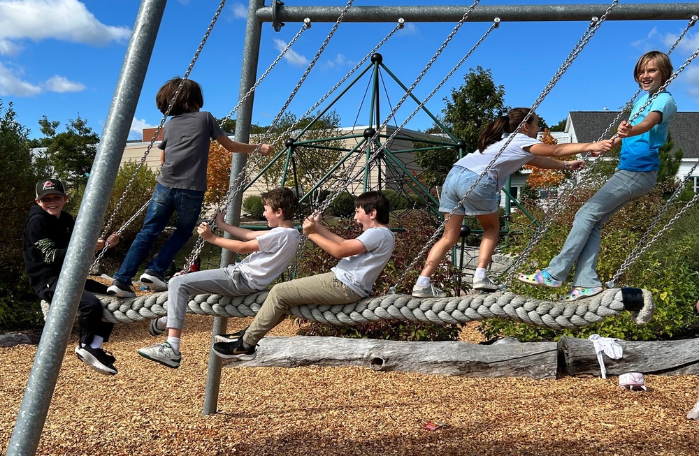 students on swing