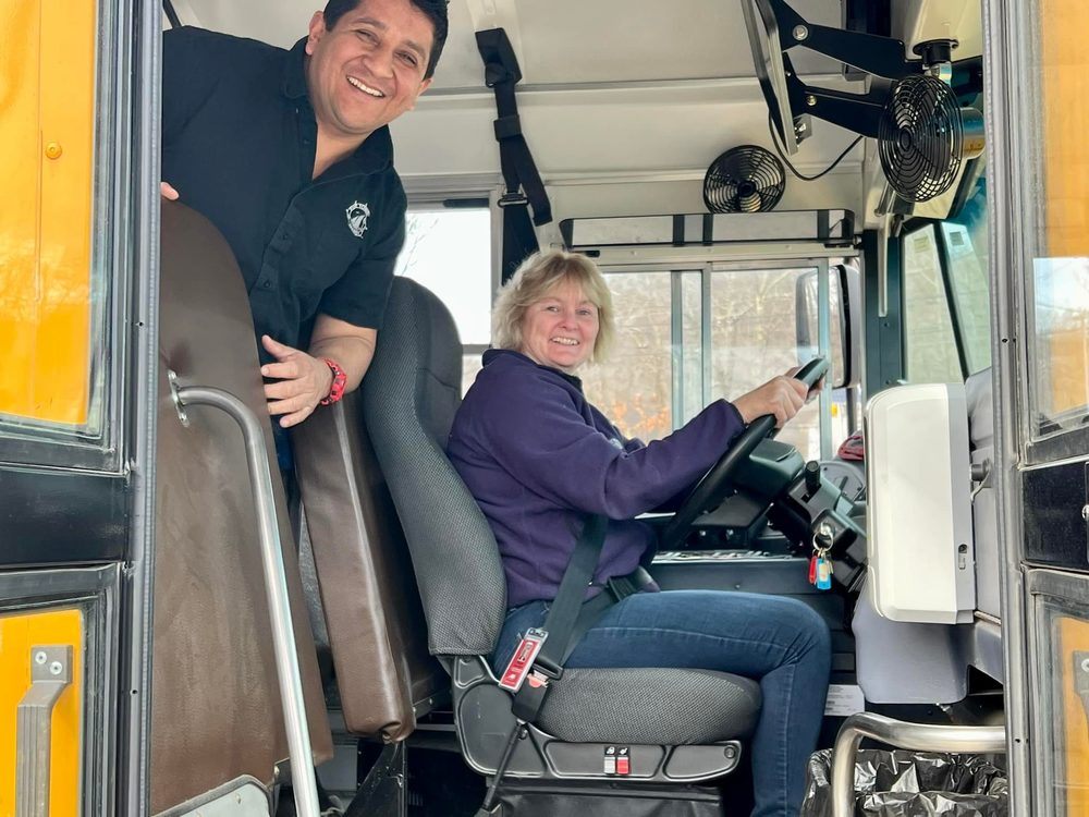 bus drivers on the school bus