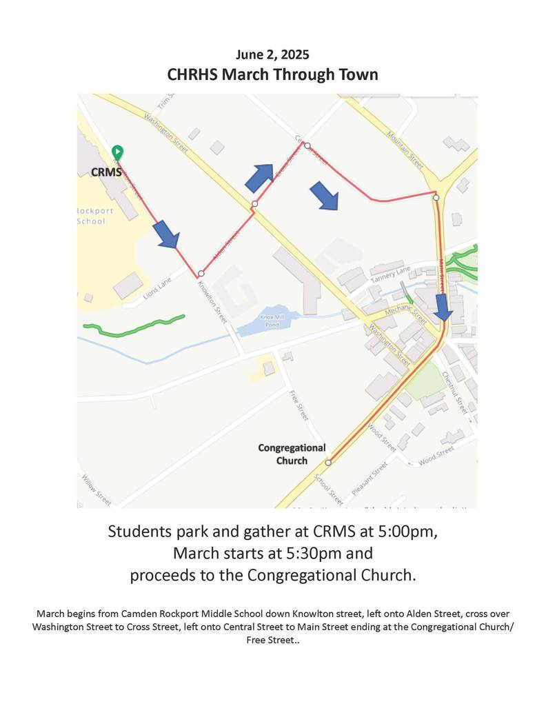 map of march through town route