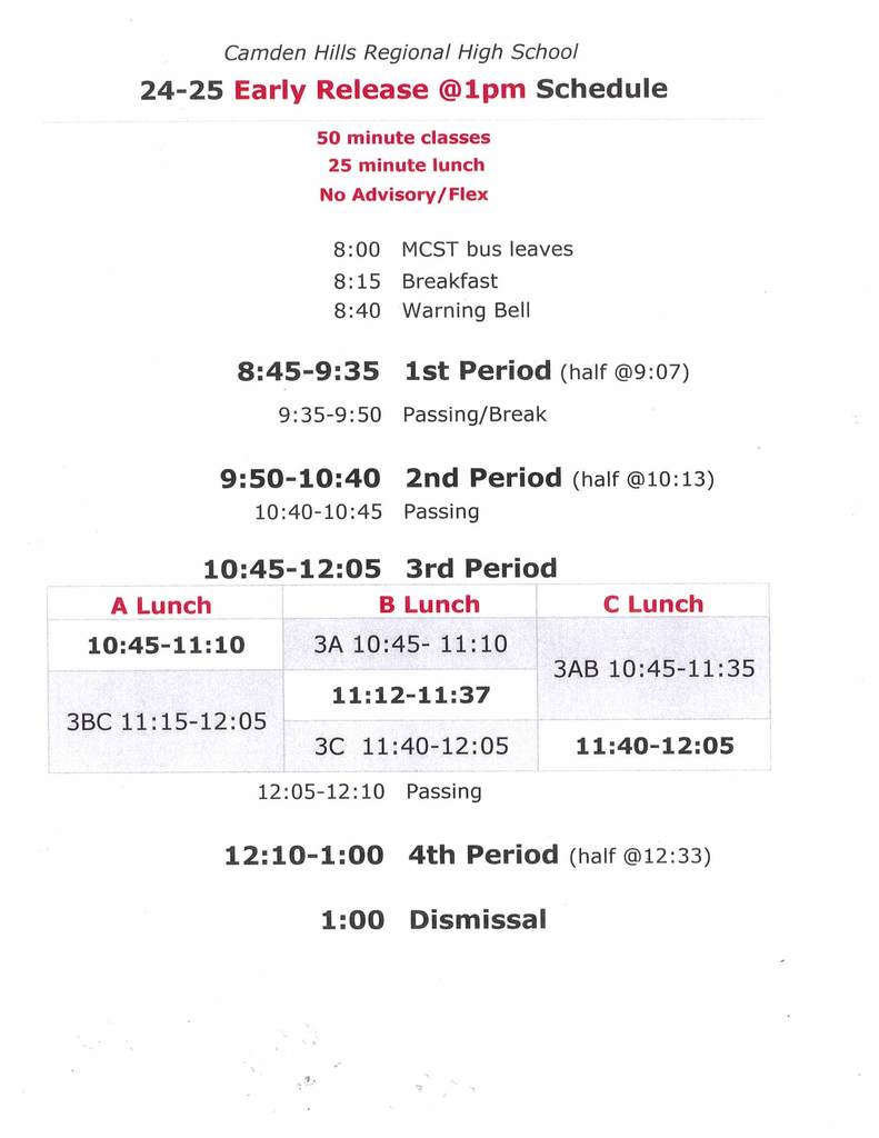 bell schedule