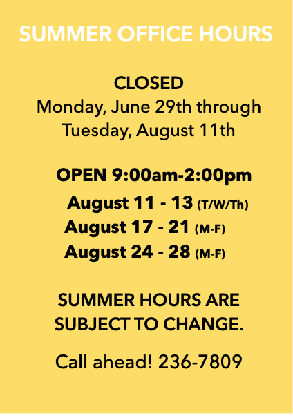 Summer Office Hours