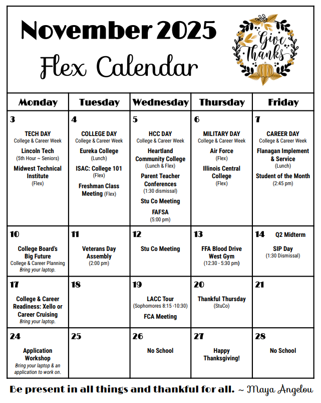 November Flex Calendar