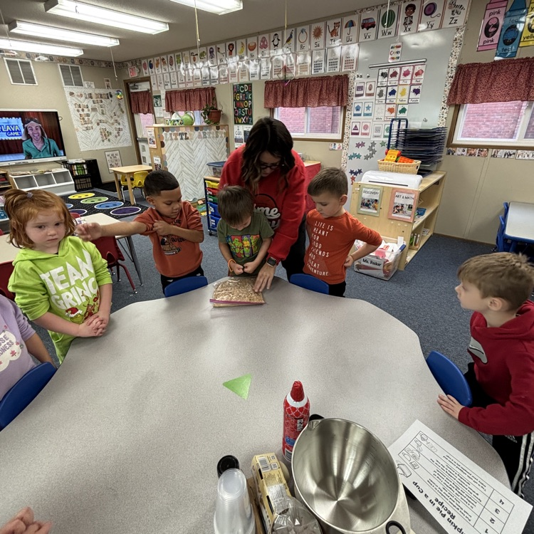 Ms. Deckers PM PreK making and eating pumpkin pie in a cup.
