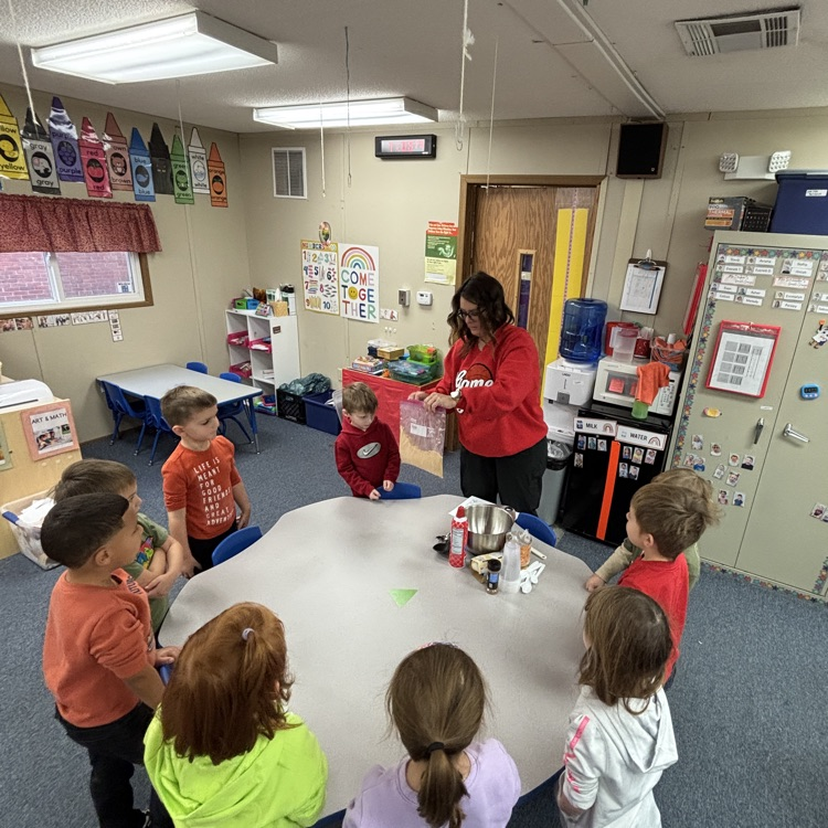 Ms. Deckers PM PreK making and eating pumpkin pie in a cup.