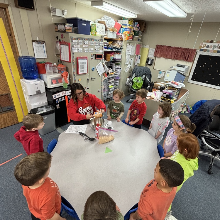 Ms. Deckers PM PreK making and eating pumpkin pie in a cup.