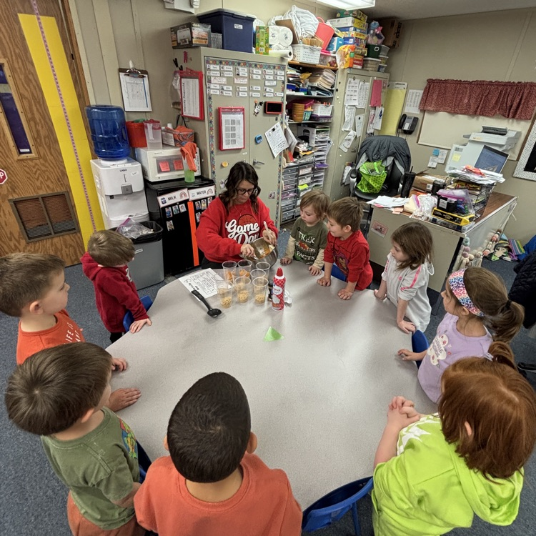 Ms. Deckers PM PreK making and eating pumpkin pie in a cup.