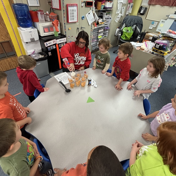Ms. Deckers PM PreK making and eating pumpkin pie in a cup.